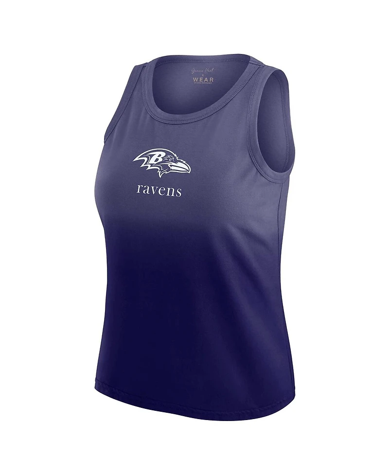 Wear by Erin Andrews Women's x Gracie Hunt Purple Baltimore Ravens Ombre Tank Top