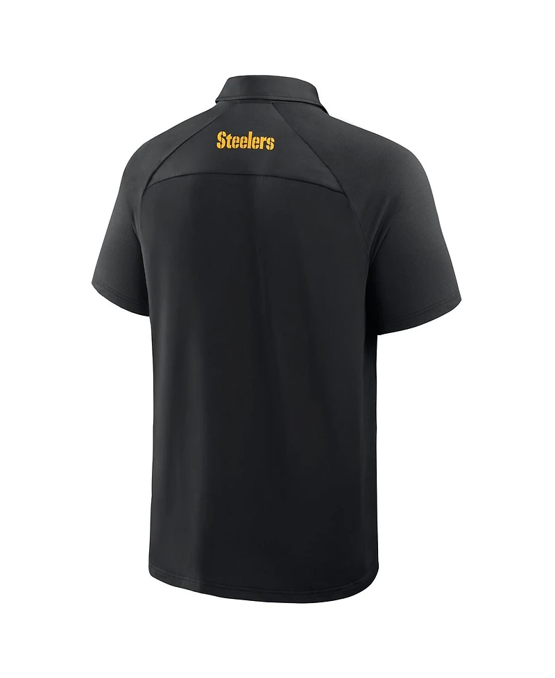 Fanatics Men's Black Pittsburgh Steelers Back Around Raglan Polo Shirt