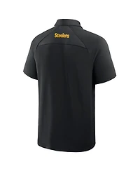 Fanatics Men's Black Pittsburgh Steelers Back Around Raglan Polo Shirt