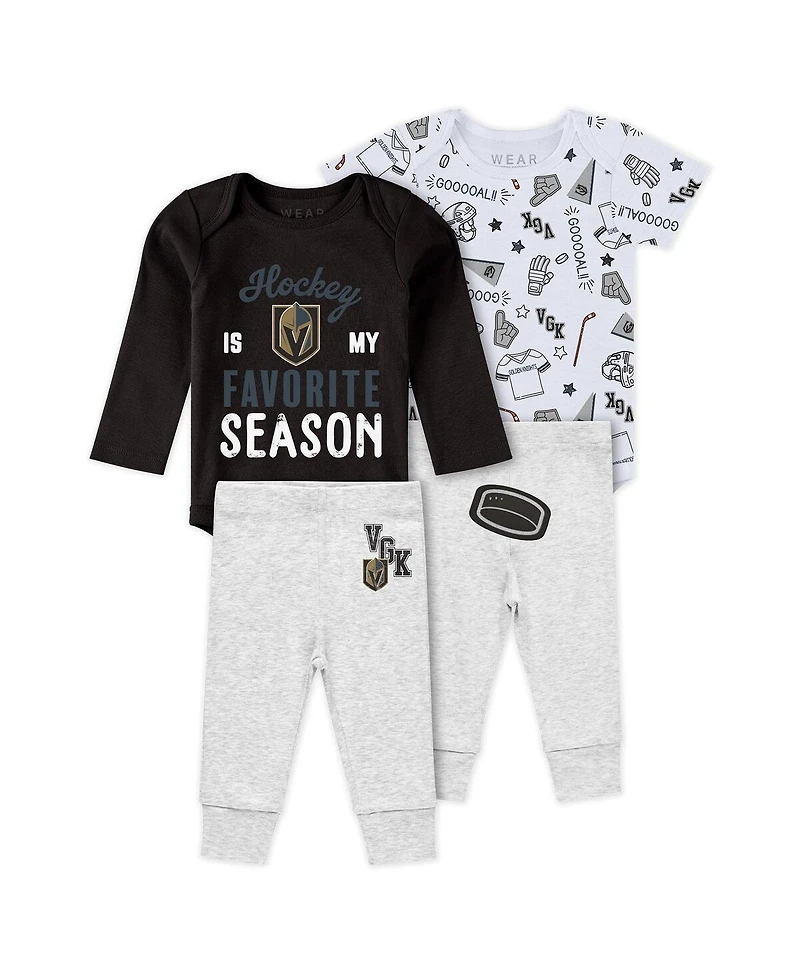 Wear by Erin Andrews Baby Boys and Girls 3-Piece Vegas Golden Knights Turn Me Around Bodysuits Pants Set