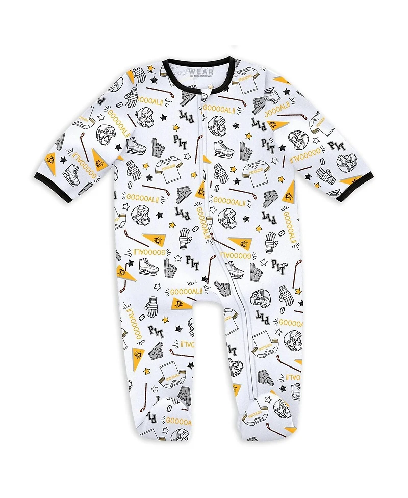 Wear by Erin Andrews Baby Boys and Girls Pittsburgh Penguins Sleep Play Sleeper with Bib Set