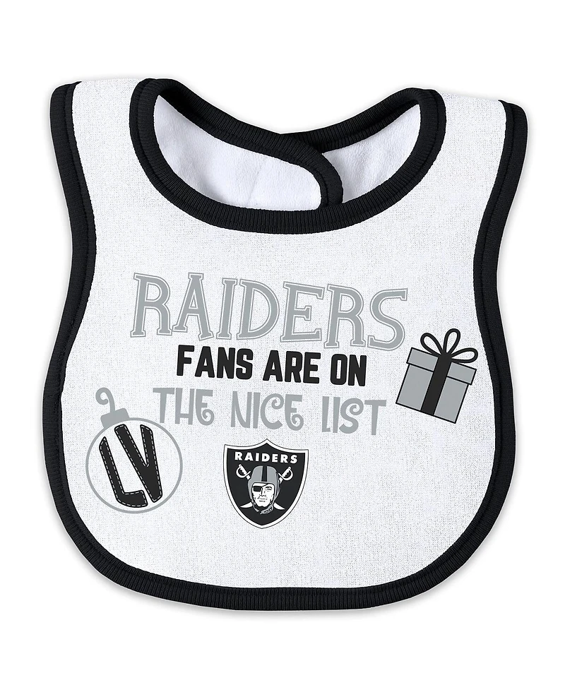 Wear by Erin Andrews Baby Boys and Girls Las Vegas Raiders Allover Print Full-Zip Sleeper with Bib Set