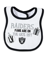 Wear by Erin Andrews Baby Boys and Girls Las Vegas Raiders Allover Print Full-Zip Sleeper with Bib Set