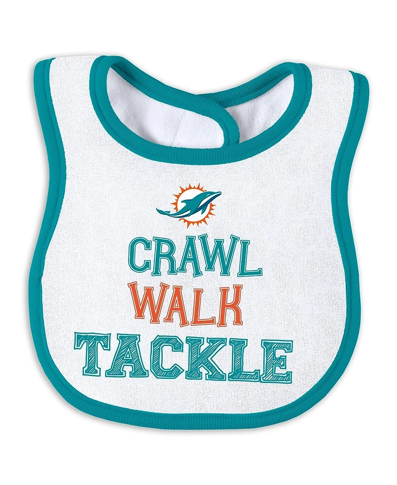 Wear by Erin Andrews Baby Boys and Girls Miami Dolphins Sleep Play with Bib Fun Hat Set