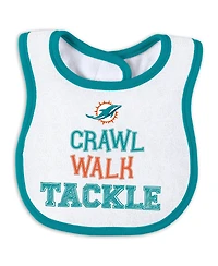 Wear by Erin Andrews Baby Boys and Girls Miami Dolphins Sleep Play with Bib Fun Hat Set