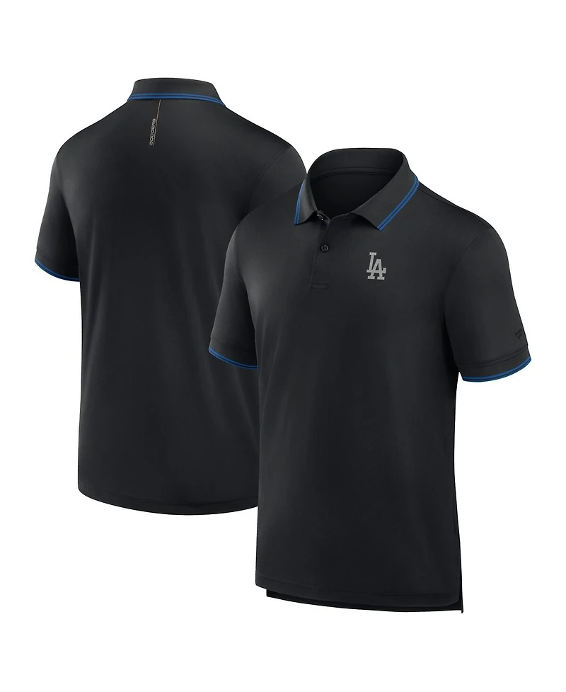 Fanatics Men's Black Los Angeles Dodgers Front Office Move Mono Pique Polo Shirt