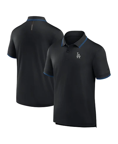 Fanatics Men's Black Los Angeles Dodgers Front Office Move Mono Pique Polo Shirt