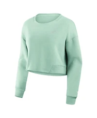 Fanatics Women's Mint Buffalo Bills Studio Tri-Blend Cropped Pullover Sweatshirt