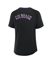 Fanatics Women's Black Colorado Rockies League Diva Star Raglan V-Neck T-Shirt
