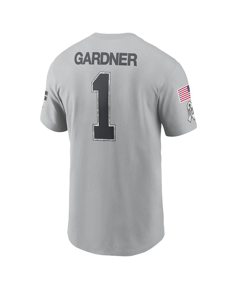 Nike Men's Ahmad Sauce Gardner Gray New York Jets 2024 Salute to Service Name Number T-Shirt