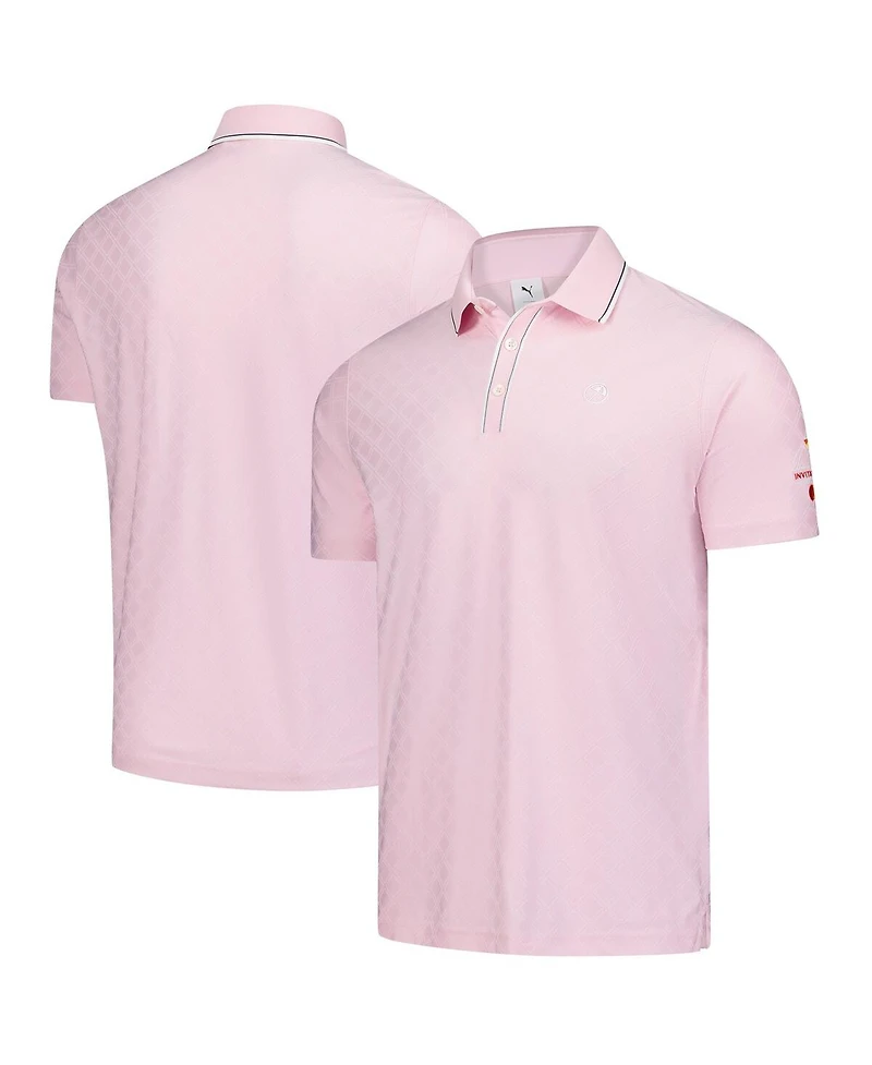 Puma Men's Pink Arnold Palmer Invitational Tipped Jacquard Polo Shirt