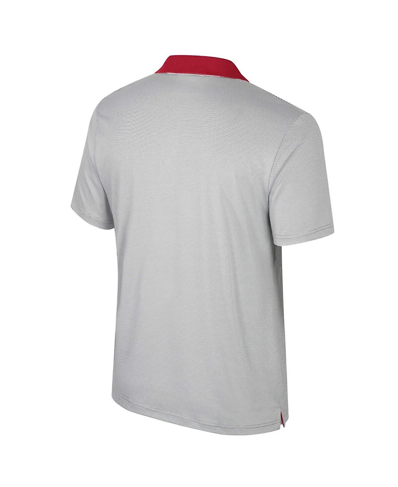 Colosseum Men's Gray Oklahoma Sooners Big Tall Tuck Striped Polo Shirt