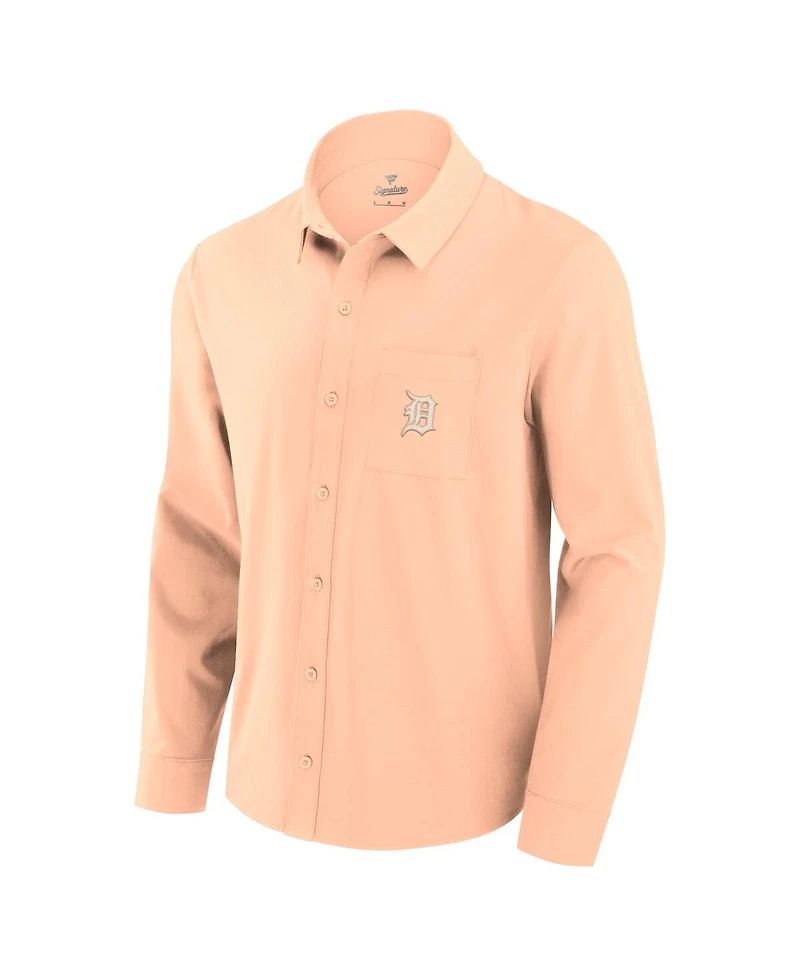 Fanatics Men's Light Pink Detroit Tigers Front Office Long Sleeve Button-Up Shirt