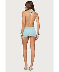 Edikted Women's Cowl Neck Backless Knit Mini Dress