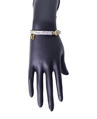 Unwritten Fine Silver Plated Crystal Sisters Mesh Chain Bracelet