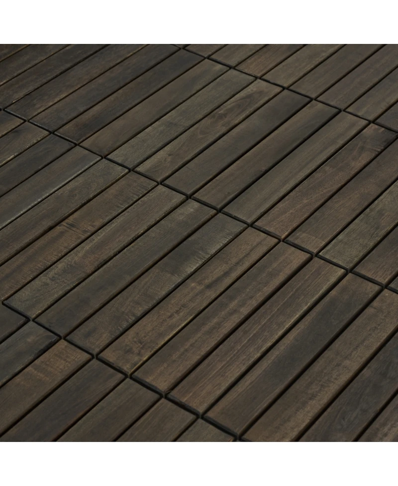 Streamdale Furniture Acacia Deck Tiles Striped 12"x12" Dark Brown (30 Pcs)