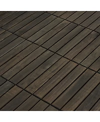 Streamdale Furniture Acacia Deck Tiles Striped 12"x12" Dark Brown (30 Pcs)