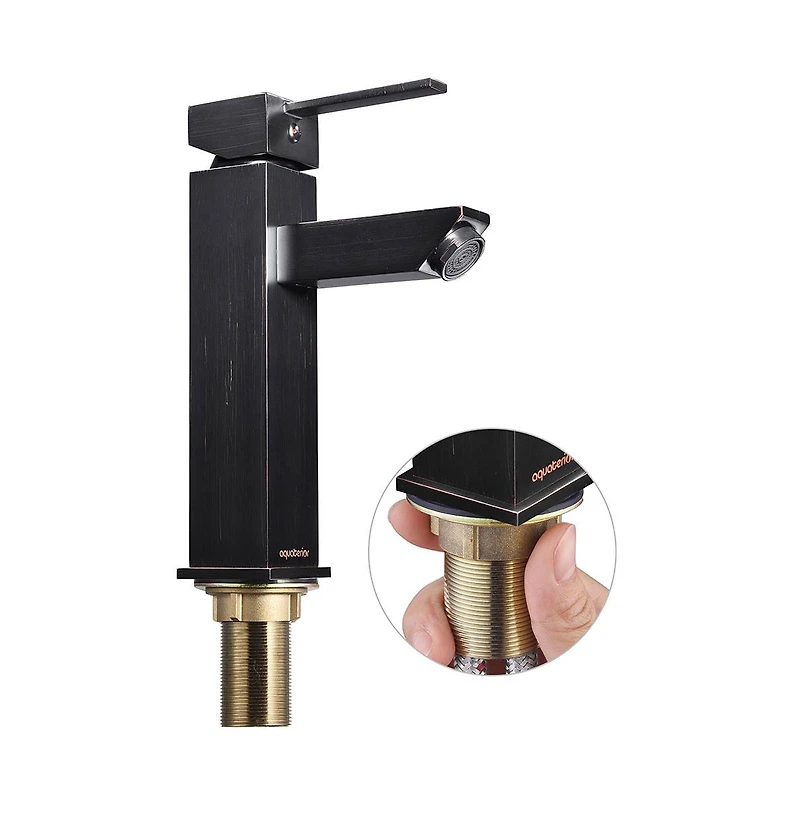 Aquaterior Wall Mount Ceramic Sink w/ One Hold Bathroom Faucet Single Handle Orb