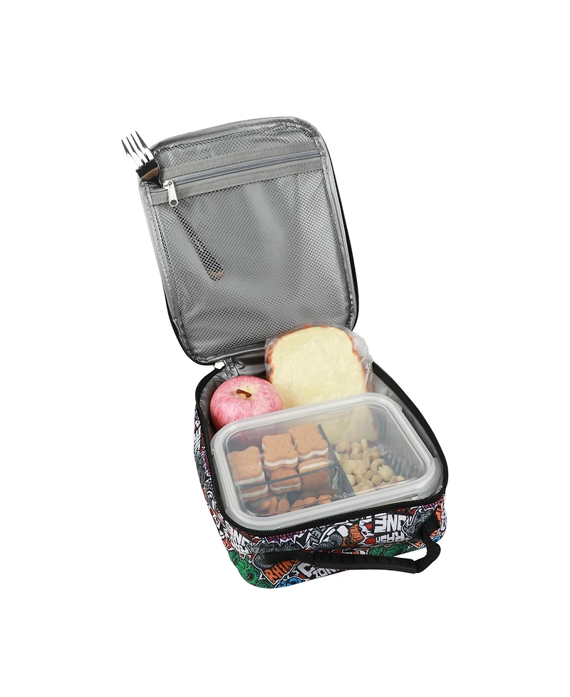 Hot Wheels Cars & Titles All-Over Print 16" Backpack & Lunch Kit Set