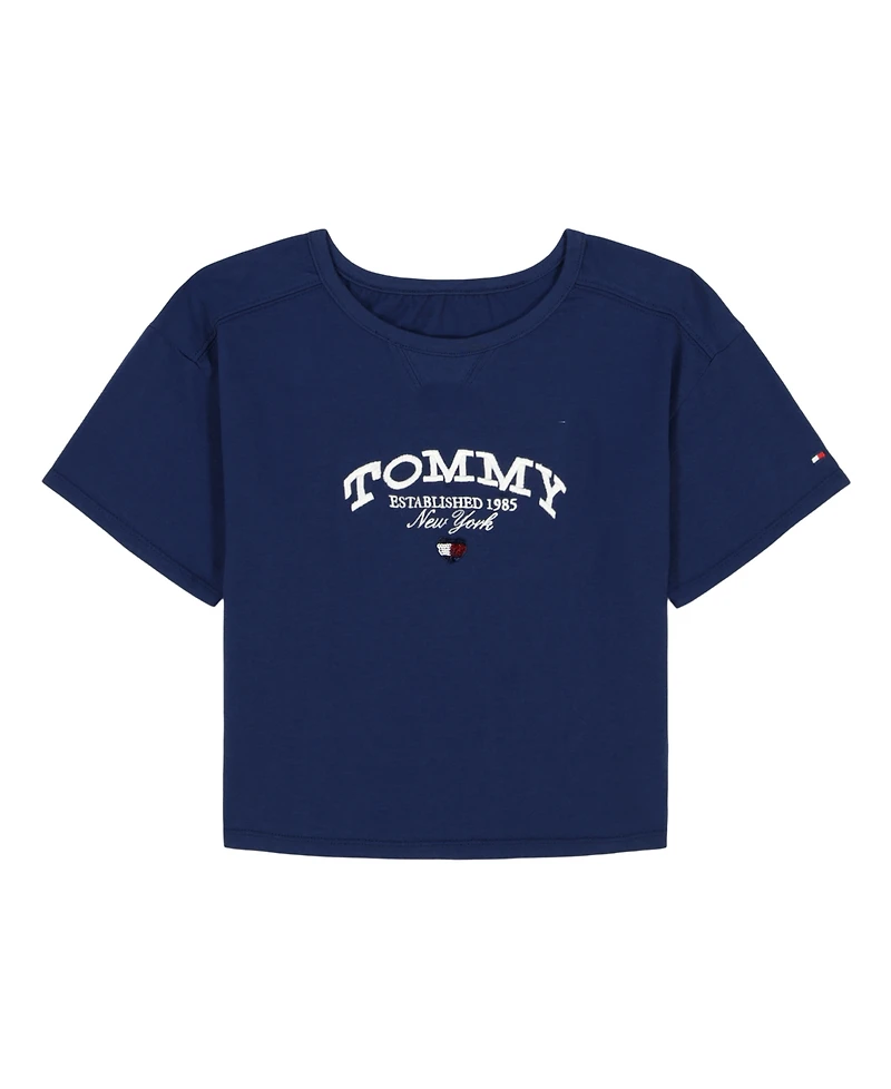 Tommy Hilfiger Big Girls Script Embroidered Short Sleeve T-Shirt