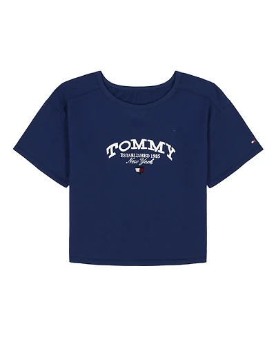 Tommy Hilfiger Big Girls Script Embroidered Short Sleeve T-Shirt