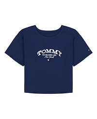Tommy Hilfiger Big Girls Script Embroidered Short Sleeve T-Shirt