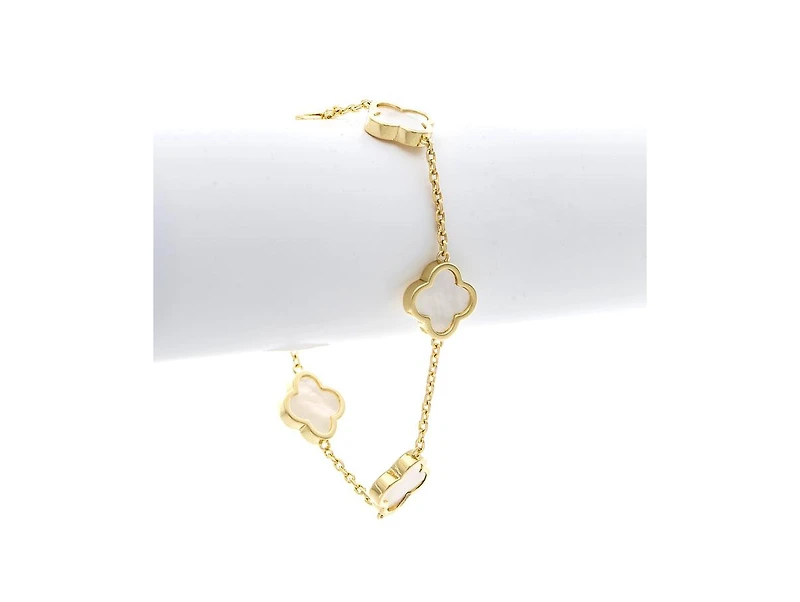 Rivka Friedman Mother of Pearl Clover Station Bracelet