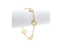 Rivka Friedman Mother of Pearl Clover Station Bracelet