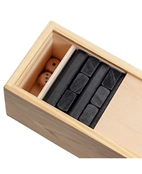 We Games Walnut Stain Wood Blocks Tower Game with Wooden Box, 12 in.