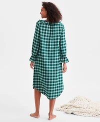 Charter Club Women's Flannel Ruffle-Neck Long Sleeve Nightgown