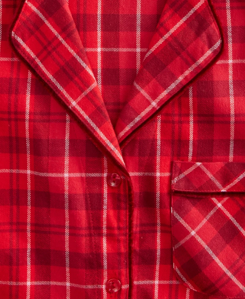 Charter Club Women's Cotton Flannel Printed Long Sleeve Sleepshirt