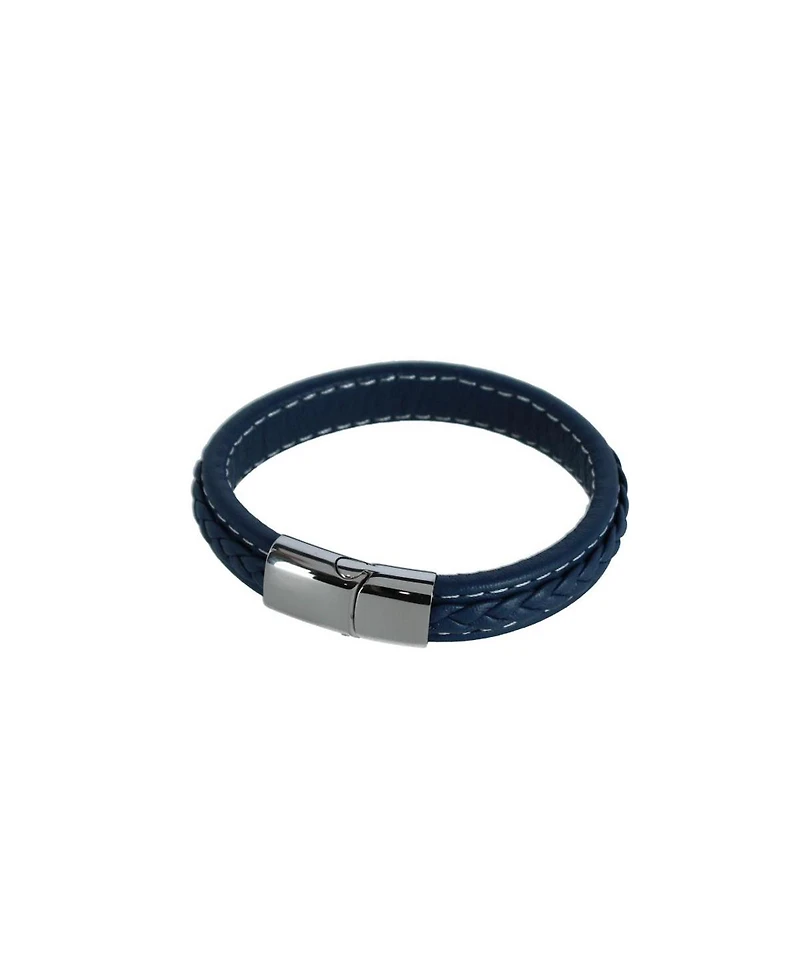 Trafalgar Amari's Azure Stitched Leather Secure Clasped Bracelet