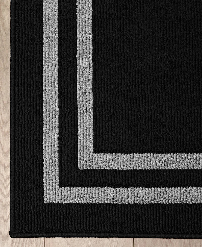Jean Pierre Double Line Border Tufted - Machine Washable Runner Rug