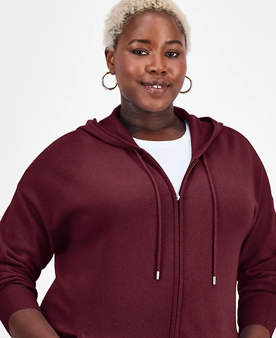 Charter Club Plus 100% Cashmere Zip-Up Hoodie, Macy's Exclusive