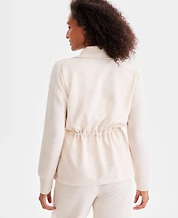 Style & Co Luxe-Fleece Front-Zip Drawstring-Waist Jacket, Macy's Exclusive