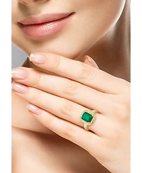 Rachel Zoe 14K Gold Plated Sterling Silver Emerald Cut Cocktail Ring