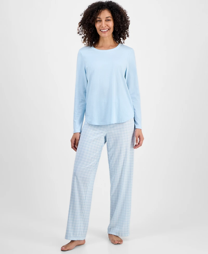 Charter Club Women's Long-Sleeve Jersey Pajama Set