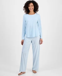 Charter Club Women's Long-Sleeve Jersey Pajama Set
