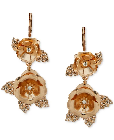lonna & lilly Flower Stone Double Drop Earrings