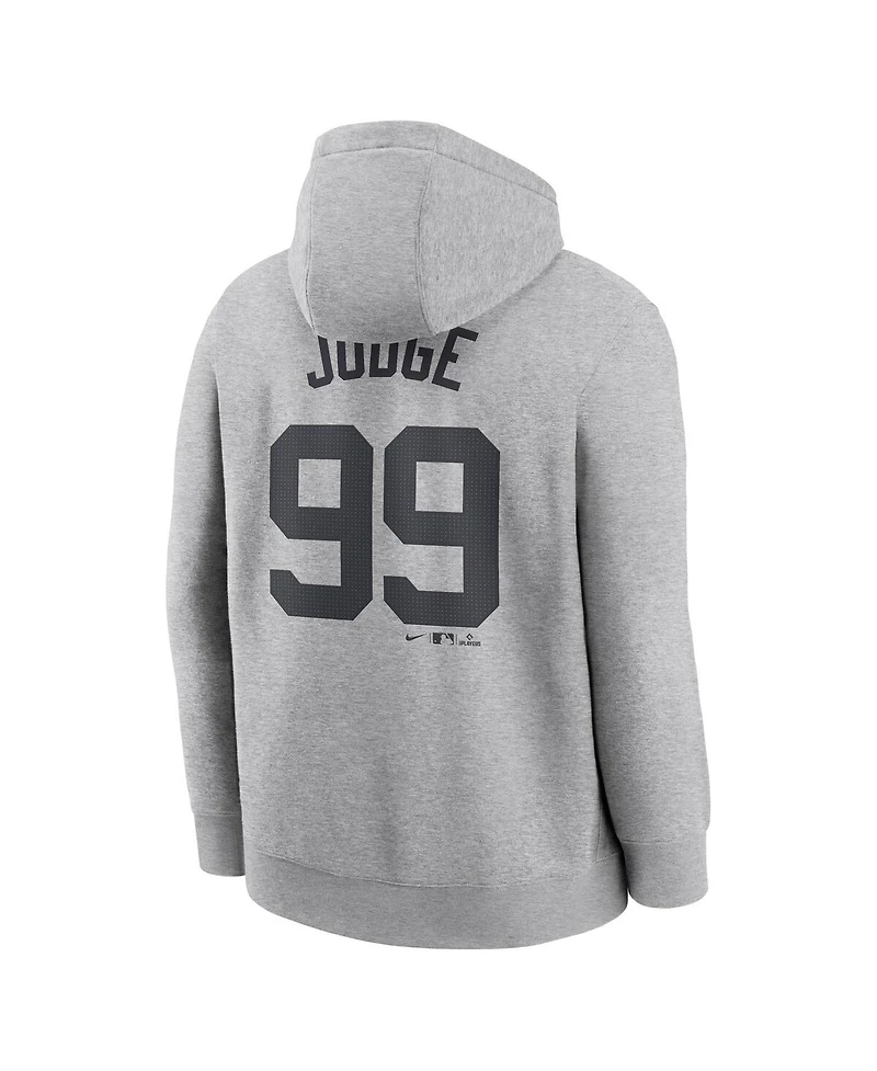 Nike Men's Aaron Judge Heather Gray New York Yankees Player Name Number Club Fleece Pullover Hoodie