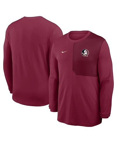 Nike Men's Garnet Florida State Seminoles 2025 Sideline Coach Uv Performance Long Sleeve T-Shirt