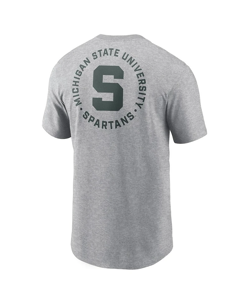 Nike Men's Heather Gray Michigan State Spartans Campus 2-Hit T-Shirt