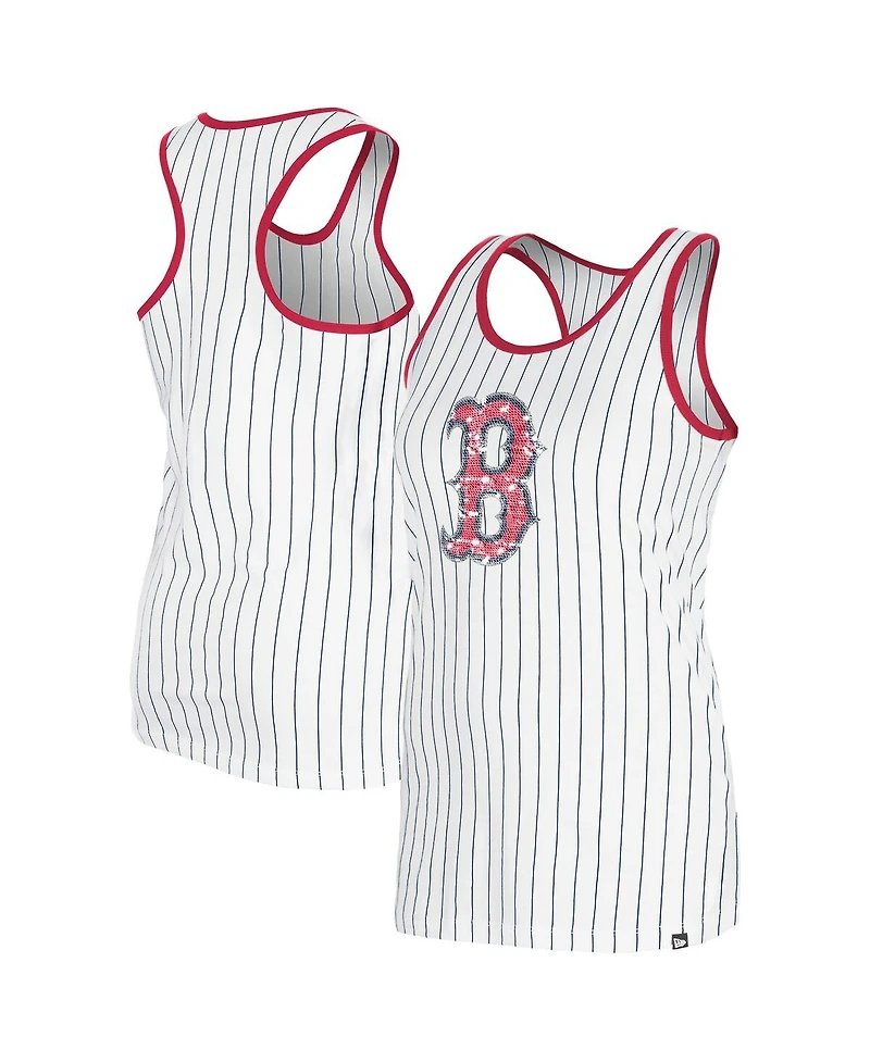 New Era Women's White Boston Red Sox Gameday Pinstripe Tank Top