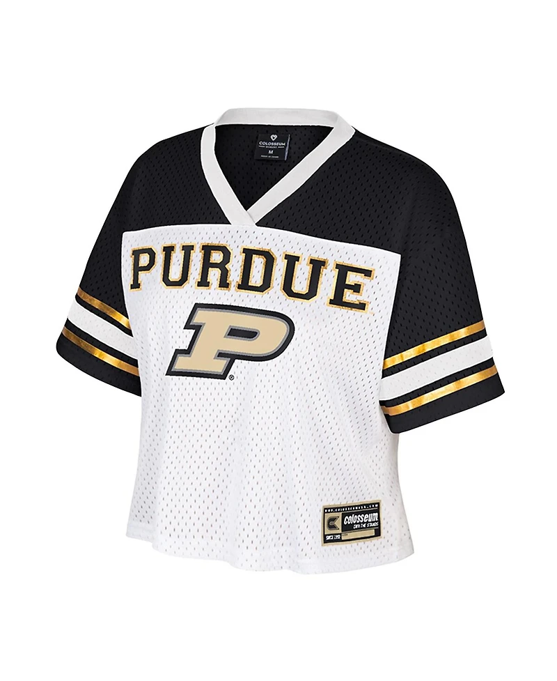 Colosseum Women's White Purdue Boilermakers Treasure Cropped Football Jersey