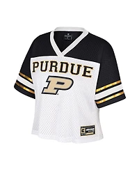 Colosseum Women's White Purdue Boilermakers Treasure Cropped Football Jersey