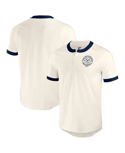 Darius Rucker Collection by Fanatics Men's White Cleveland Guardians Henley Raglan T-Shirt