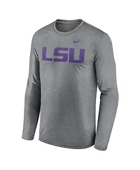 Nike Men's Heather Gray Lsu Tigers Primetime Primary Legend Long Sleeve T-Shirt