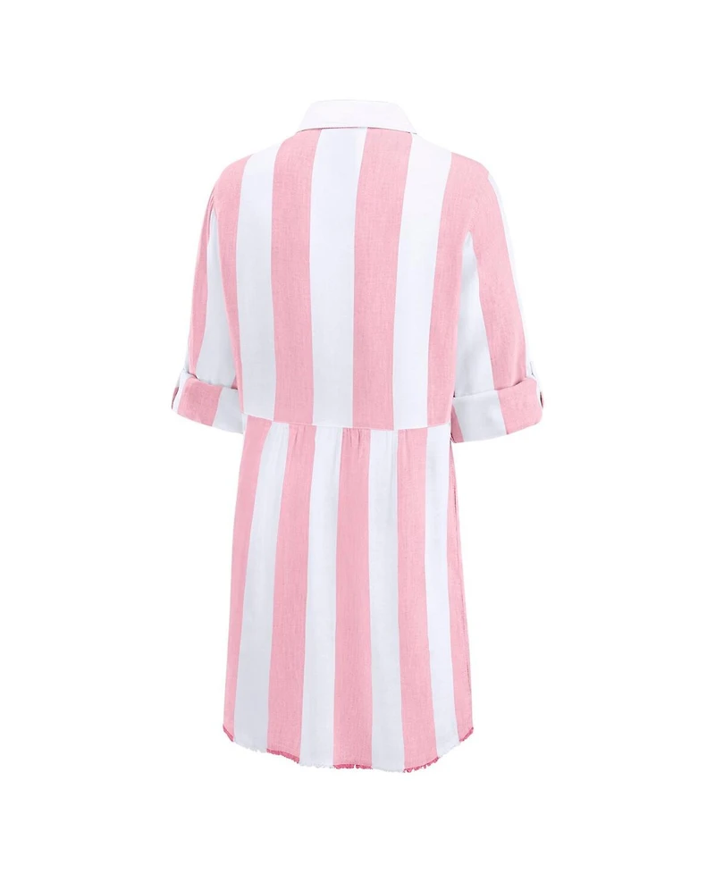 Tommy Bahama Women's Pink/White Kansas City Chiefs Rugby Beach Stripe Button-Up Tunic