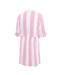 Tommy Bahama Women's Pink/White Kansas City Chiefs Rugby Beach Stripe Button-Up Tunic
