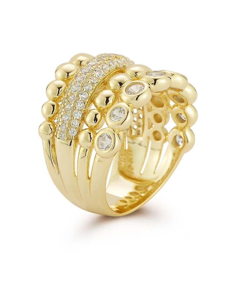 Rachel Zoe 14K Gold Plated Sterling Silver Statement Stacked Ring